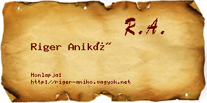 Riger Anikó névjegykártya